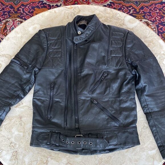 Vintage Hein Gericke AMF Harley Davidson Motorcycle Racing Black Leather Jacket - Picture 13 of 16